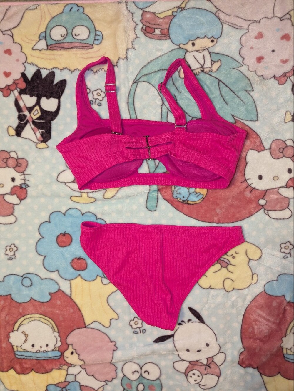 Hot Pink Ribbed Bikini - Picture 5 of 9